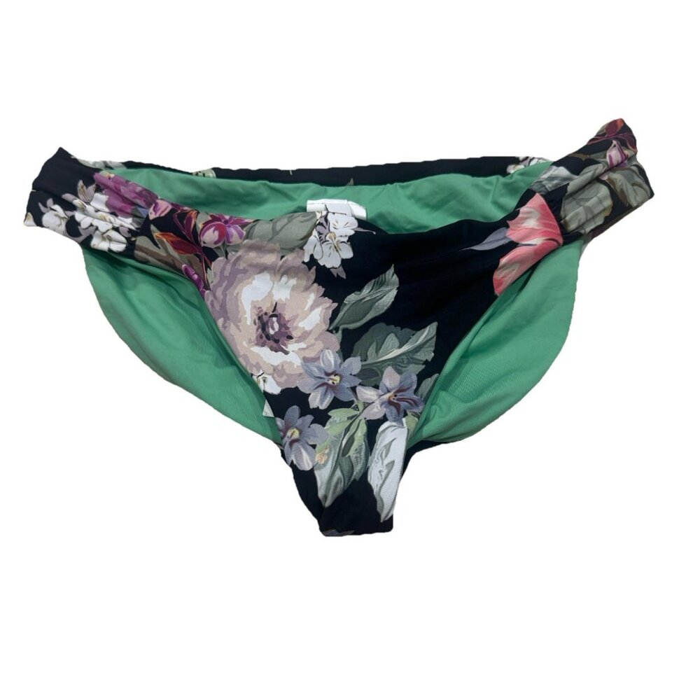 NWT‎ Becca BLACK Multi Floral First Date American Bikini Swim Bottom Size S